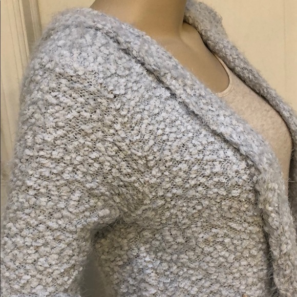 FUZZY GREY CARDIGAN SWEATER - Picture 3 of 8